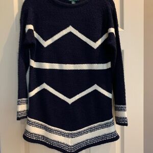 Lauren Ralph Lauren Navy Blue/Cream Long Sweater sz M